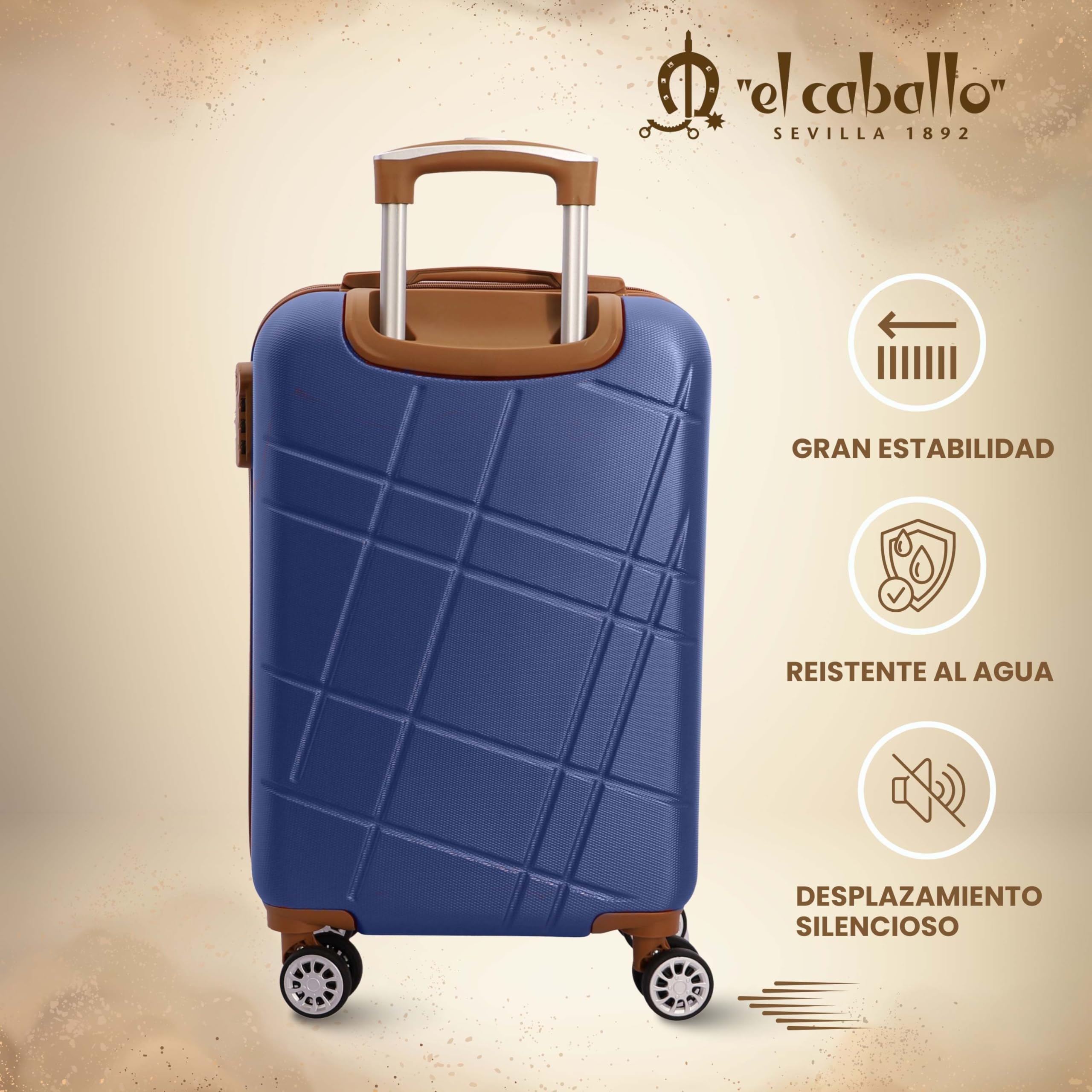 EL Caballo - Maletas de Viaje Cabina - Maleta Cabina - Maletas de Viaje - Apta para Ryannair- Trolley Equipaje para Avion Resistente con 4 Ruedas de 360º y candado
