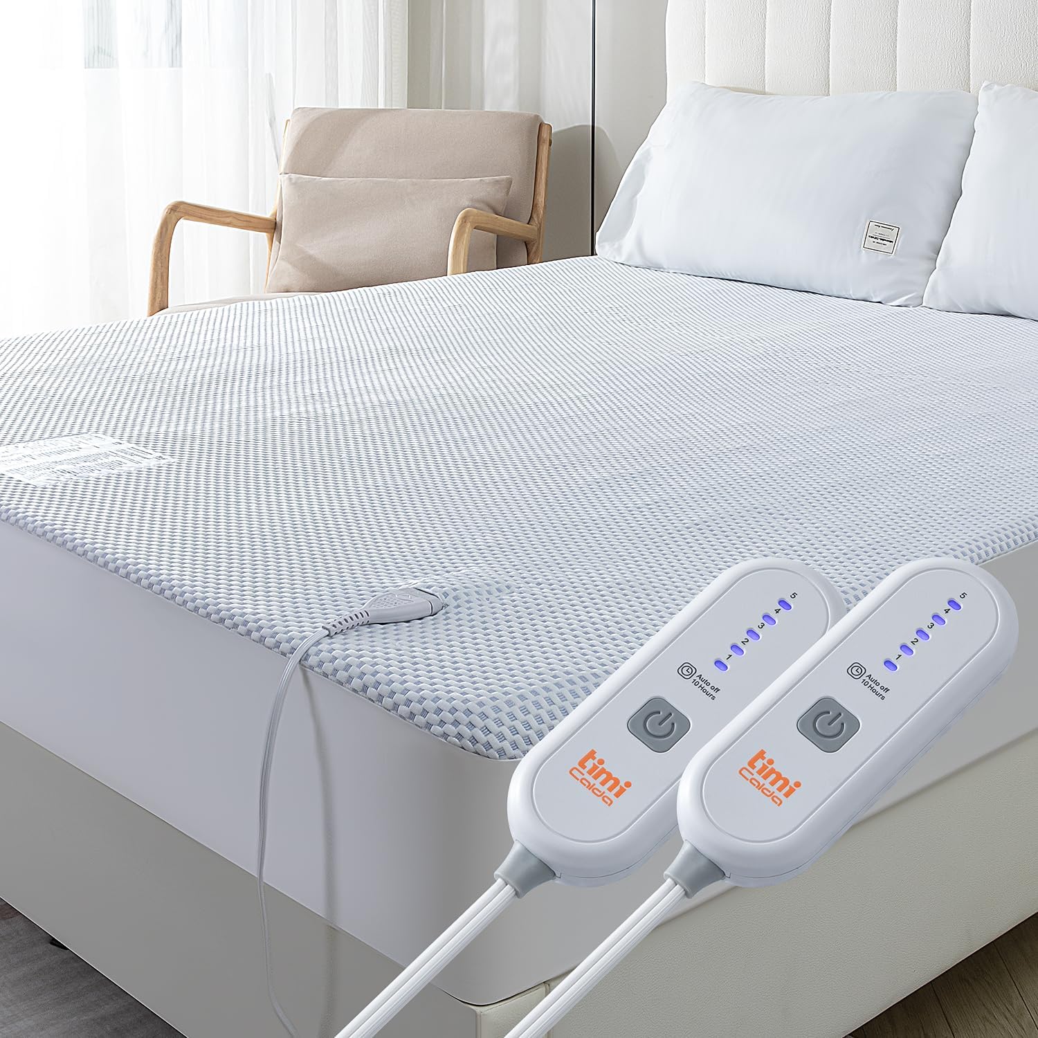 Heated Mattress Pad Queen - Electric Mattress Pad Cover with Dual Controllers, 5 Heat Settings & 10-Hour Auto Off, Deep Pocket Bed Protector for All Seasons, 60\"x80\" White Queen NOT TESTED