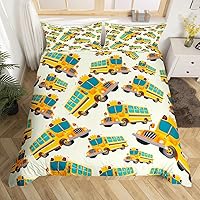 Vista 43 de Feelyou Juego de funda de edredón de camión de bomberos, edredón de coche de policía para decoración de habitación de niños, colcha de ambulancia