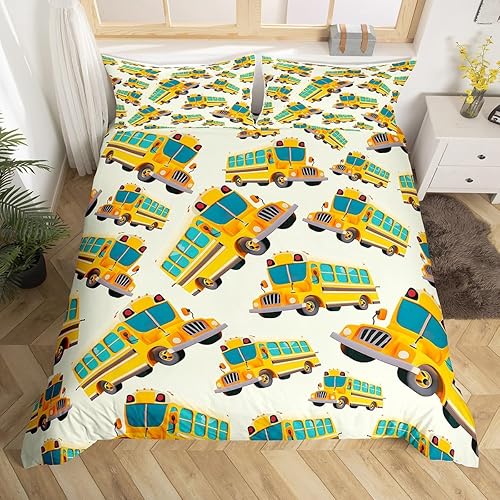 Miniatura 43 de Feelyou Juego de funda de edredón de camión de bomberos, edredón de coche de policía para decoración de habitación de niños, colcha de ambulancia