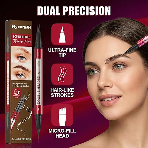 Miniatura 3 de Bolígrafo de doble cabeza, trazos ultraprecisos similares al cabello, maquillaje de larga duración, puntas de precisión de 0.001 in, disponible en