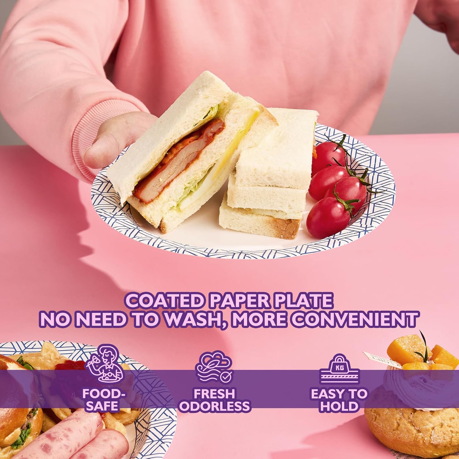 Disposable Paper Plates 8.5 Inch 300 Count, Soak Proof and Cut Resistant Heavy Duty Paper Plates Bulk for Parties, Picnics, Camping, and Everyday Meals