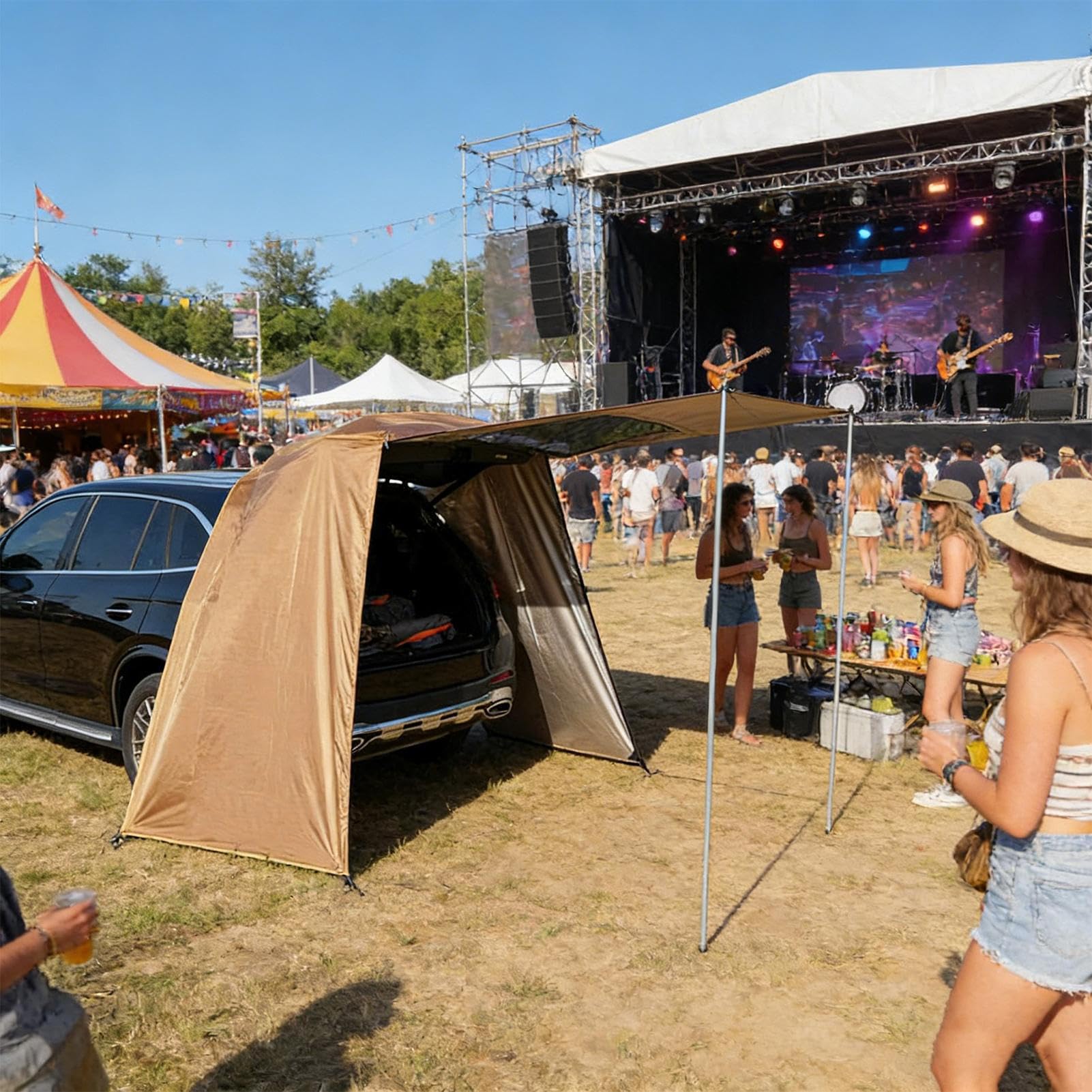 Namiot na bagażnik SUV Oddychający, regulowany, wodoodporny z ochroną UV | Markiza Zewnętrzna SUV do biwakowania Na pojazdy, SUV-y, podróże drogowe, wycieczki,