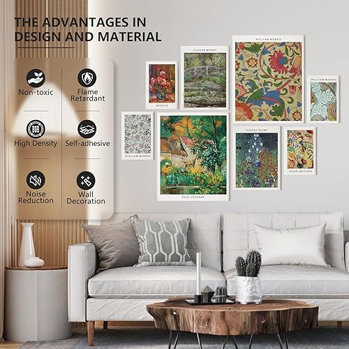 Miniatura 2 de 8 paneles acústicos artísticos, autoadhesivos, paneles de pared insonorizados, decorativos famosos paneles de absorción de sonido, tratamiento