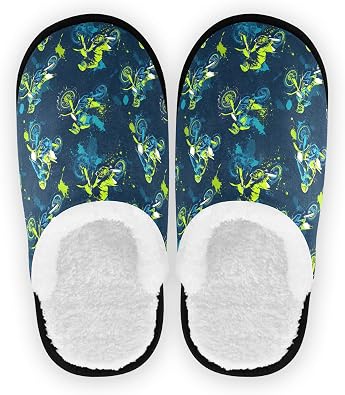 Womens Mens Fuzzy Slippers Cozy House Shoes Travel Warm Motocross Slippers