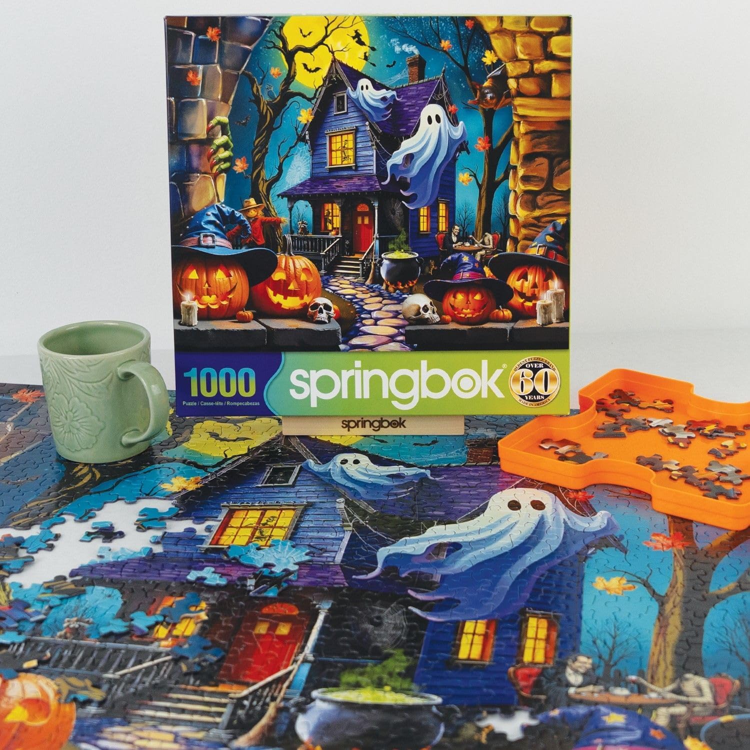 Springbok Haunted Halloween Party 1000 Piece Jigsaw Puzzle for Adults - Haunted Mansion - Unique Cut Pieces - Made in USA