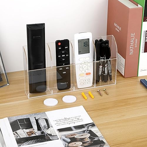 Miniatura 2 de Hipiwe Soporte de pared para control remoto, organizador de medios de acrílico transparente, organizador de medios de control remoto, caja de