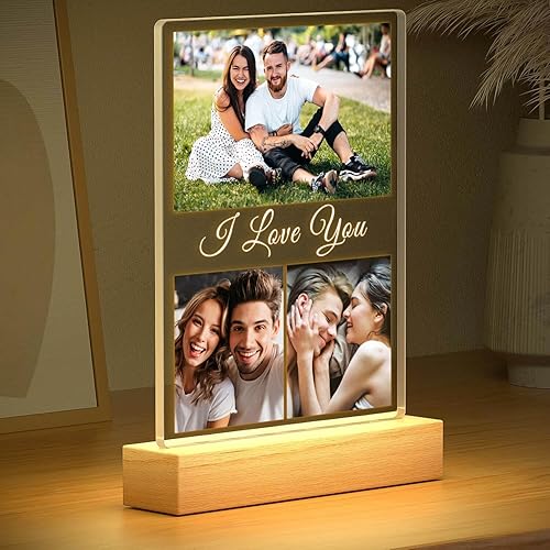 Miniatura 3 de Custom Picture Frame, Customized Picture Frames, Personalized Photo Frame with Night Light, Personalized Anniversary Valentines Day Gifts for Women