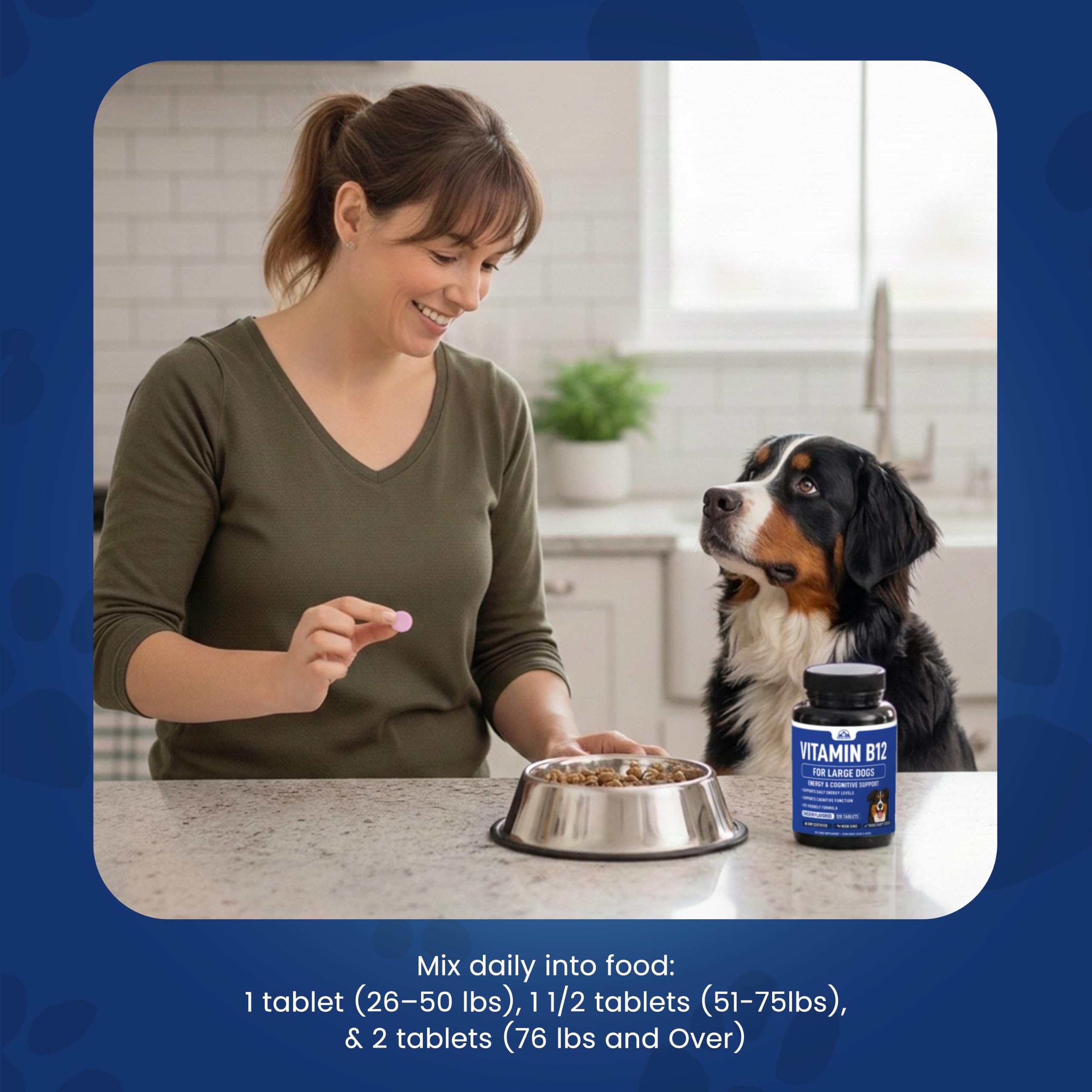 Vitamin B12 Supplement for Medium & Large Dogs with Cobalamin, Folate - Vitamin B12 for Dogs Tablet Energy & Cognitive Support - 120 Chicken Flavored Chewable Tablets -Third Party Tested, Non GMO — Amazon image 8