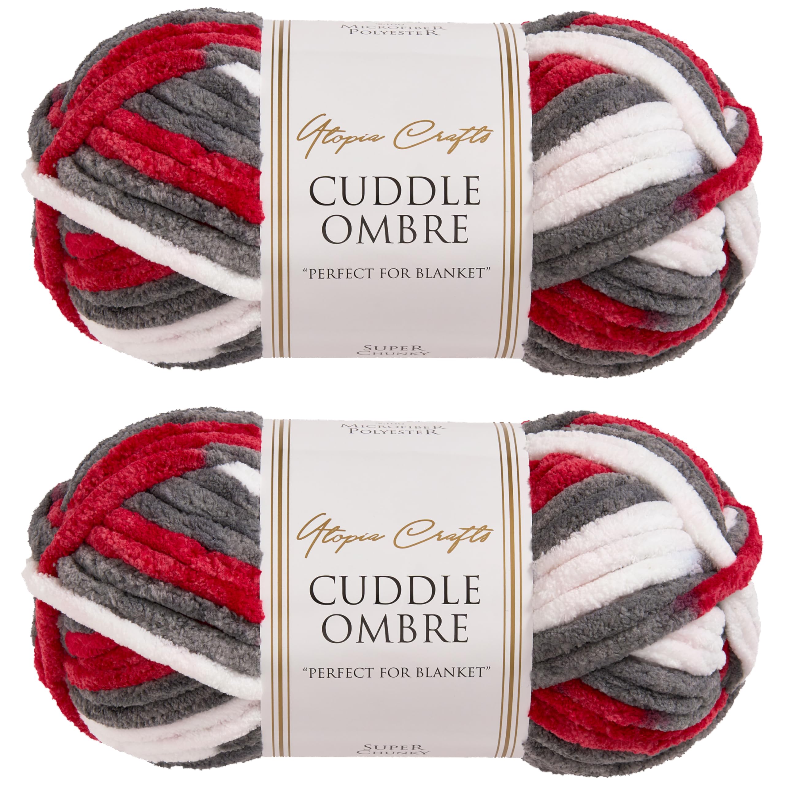 Utopia Crafts Cuddle Ombre Super Chunky Chenille Soft Yarn for Knitting and Crochet (Winterberry, 2X 100g)