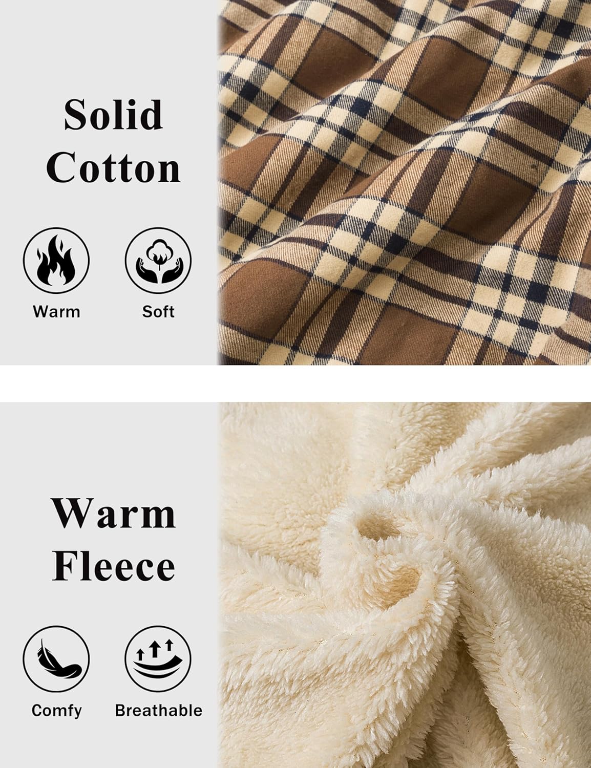 CRYSULLY Men's Flannel Jackets Sherpa Fleece Lined Hoodies Soft Warm Plaid Shirt Jacket Cotton Button Winter Coat with Hood - Image 5