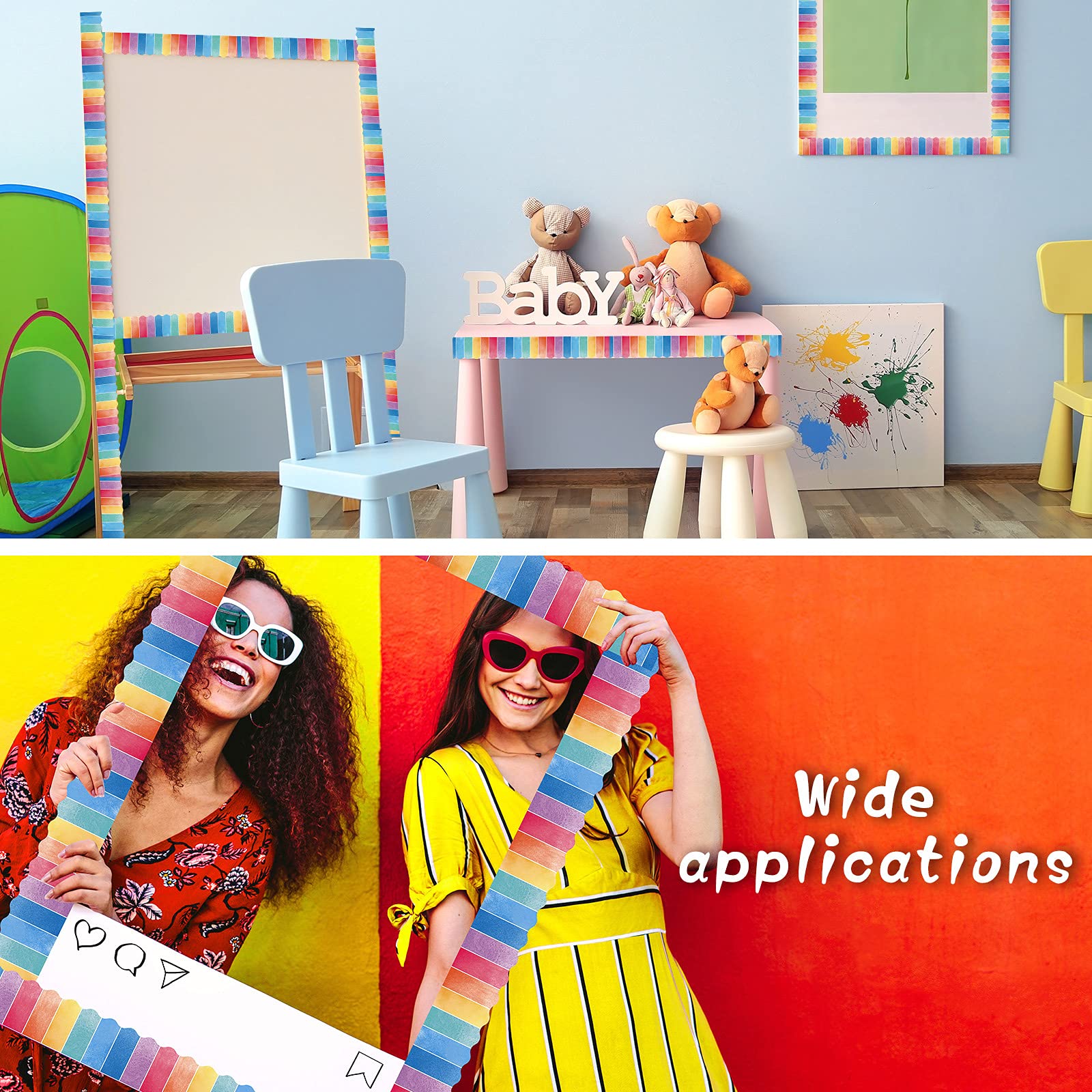 Watercolor Bulletin Board Border Trim Self Adhesive Border Colorful