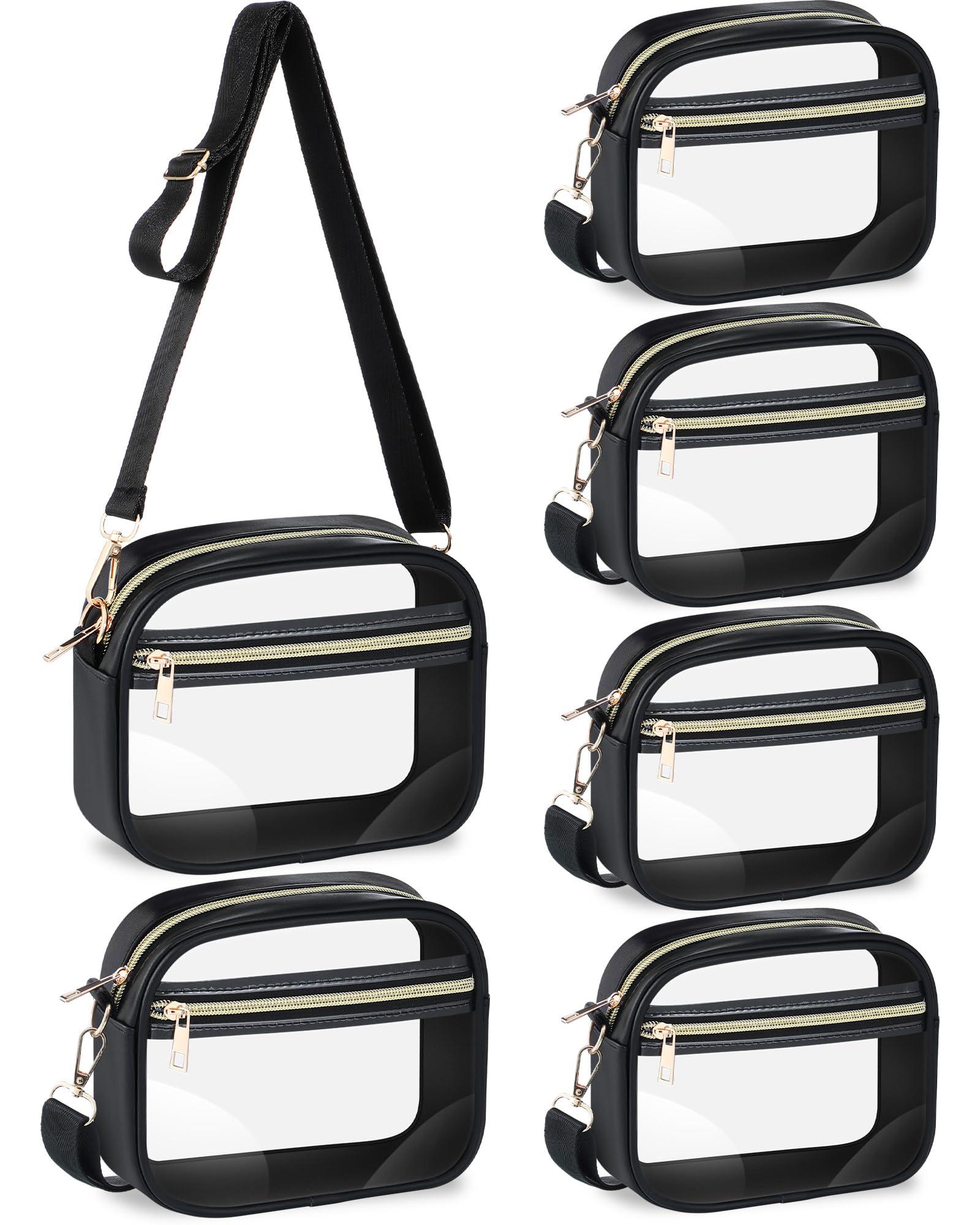 Amylove 6 Pcs Clear Crossbody Bag Stadium Approved TPU Bags with Adjustable Strap Transparent Purse for Concerts Sport Events