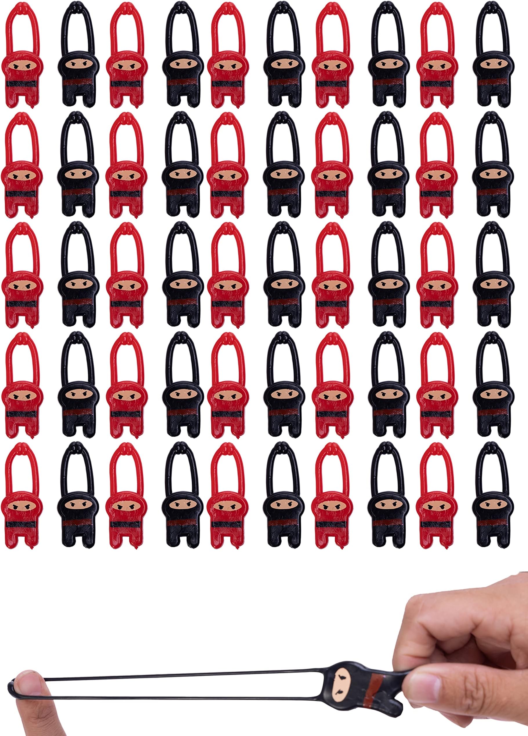 NeakomukiNinja Party Supplies 50pcs Stretchy Flying Ninjas Toys Red Black Slingshot Ninja Party Favors for Boys Girls Birthday Christmas Halloween Christmas Party