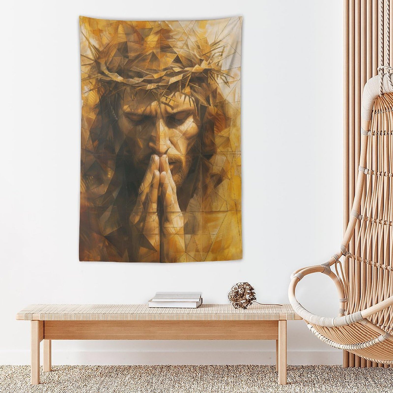Amazon.com: Vendhui Hands Praying Jesus Tapestry Christ Golden
