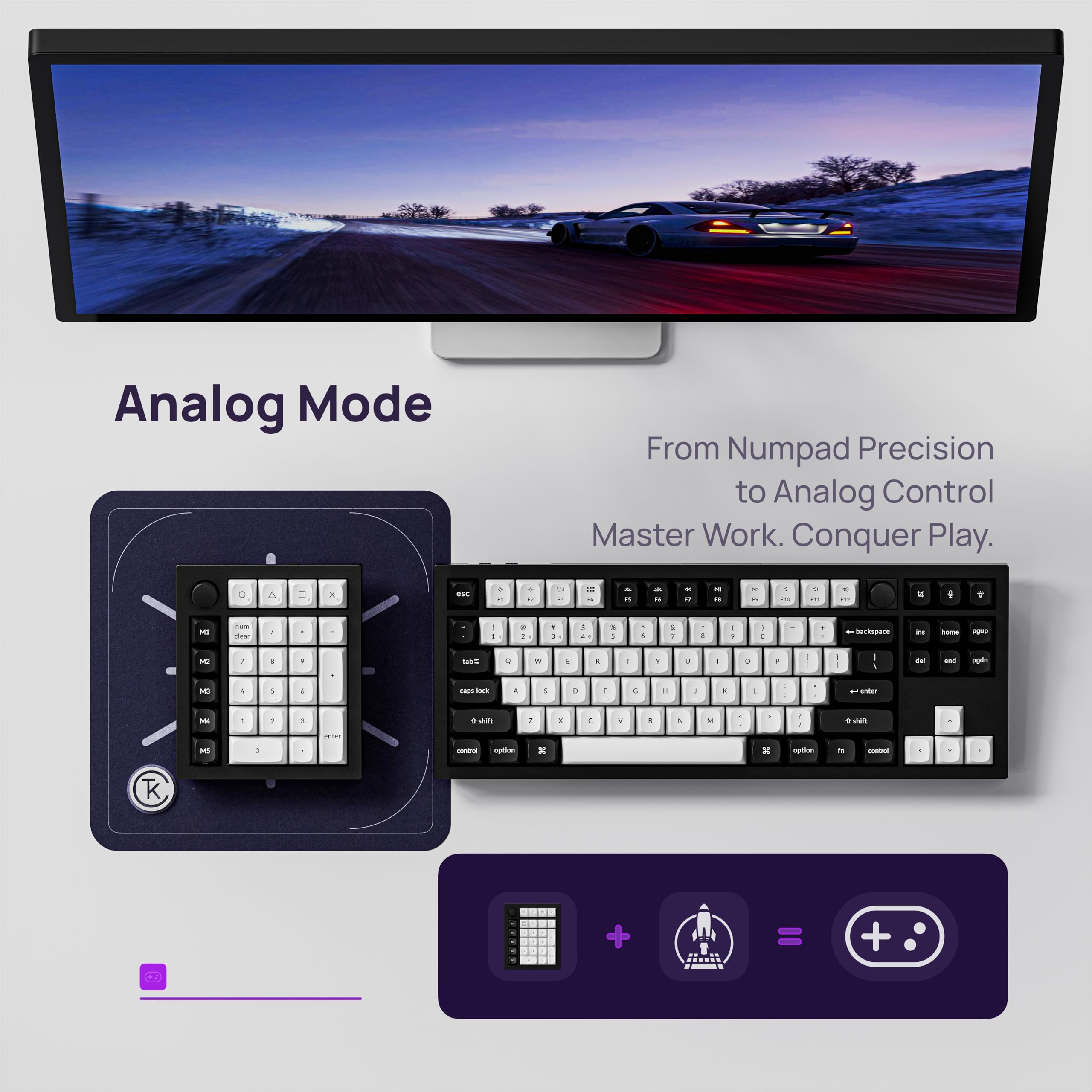 Keychron Q0 HE Kabelloser Magnetisches Numpad, 2,4 GHz/Bluetooth 5.1, Schnelltrigger, RGB, programmierbarer mit QMK, Hot-Swap-fähig, CNC-gefrästes Aluminium-Numpad für Mac, Windows und Linux – Schwarz