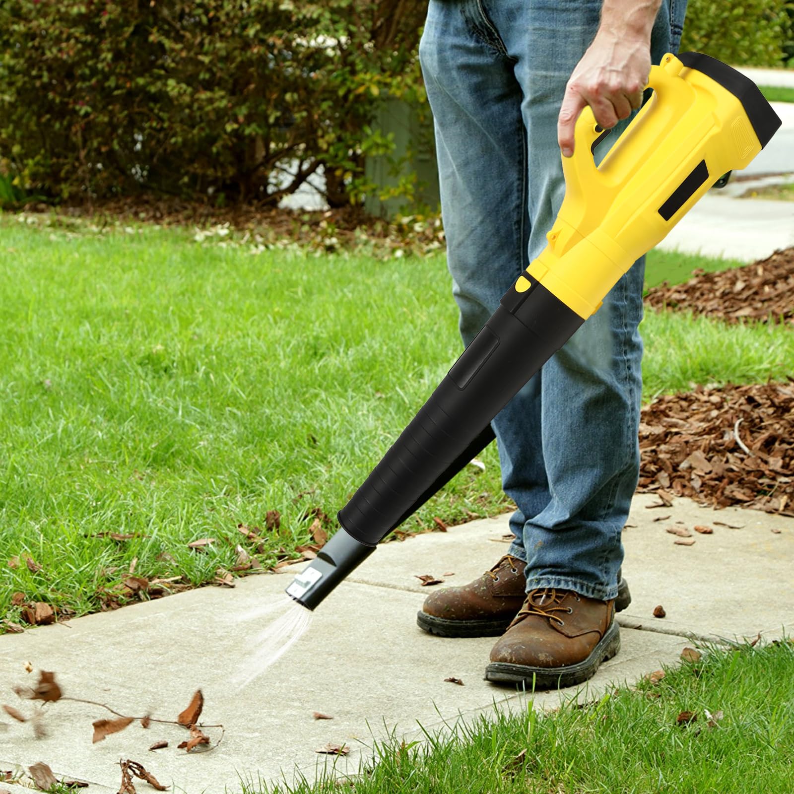 Soffiatore per foglie, elettrico, aspiratore per foglie da giardino, velocità di soffiaggio 217 km/h, 220 V, aspiratore elettrico, regolazione a 6 marce, per cortili, giardini, strade su prati