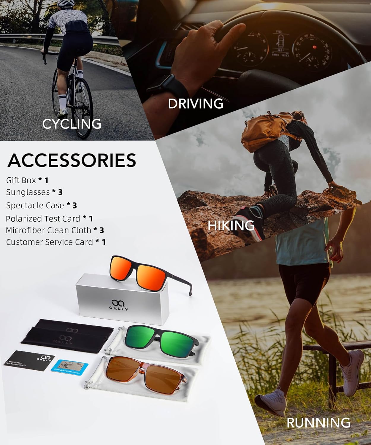 Polarized Sunglasses for Men Rectangular Frame Men's Polarized Sunglasses Sports Sunglasses with UV400 Protection - Image 7