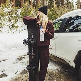 BOTTLE BOTTLE Insulated Water Bottle 24oz with Straw Lid and Handle for Sports Travel Gym Stainless Steel Water Bottles Double-Wall Vacuum Metal Leak Proof BPA-Free (Skiing)