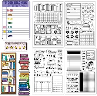 CHGCRAFT 4 Sheets 4 Styles Books Clear Stamps Labels Transparent Stamps Diary Silicone Clear Stamp Seals for DIY Scrapbooking Photo Album Decoration, 4.3×6.3 inch