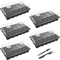Gardzen 5-Pack Seed Starter Trays - 200 Cells Total, Humidity Domes & Vented Lids for Optimal Germination, Indoor Gardening Greenhouse Kit