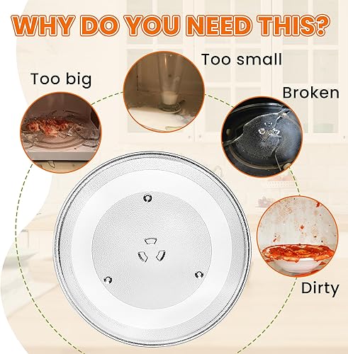 Miniatura 5 de Reemplazo de placa giratoria de vidrio para microondas de 11.25 pulgadas, compatible con Samsung y GE, placa de vidrio para microondas de 11 14