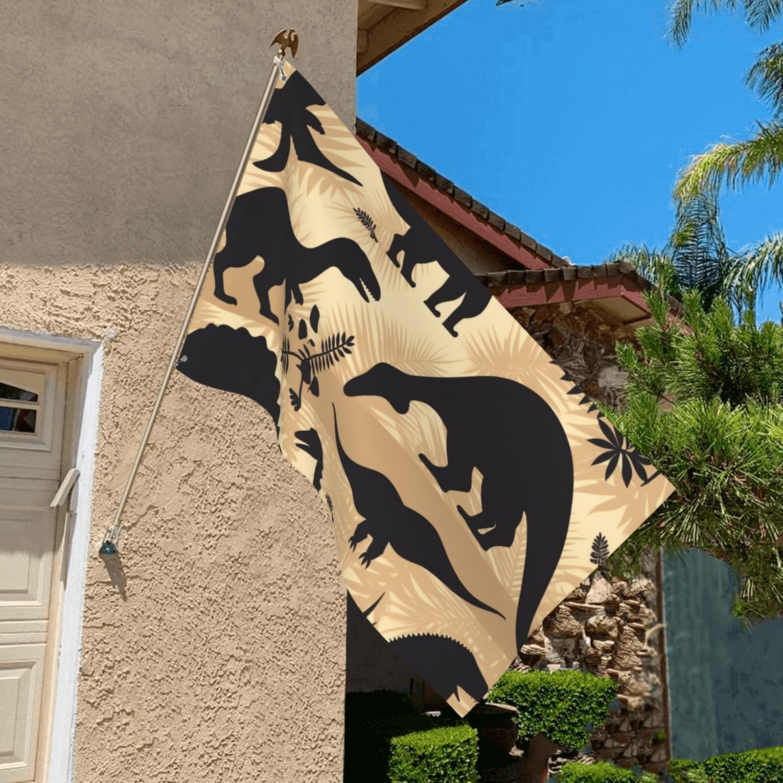 Niedliche Dinosaurier-bedruckte Gartenflagge, 90 x 152 cm, Outdoor-Flagge, Banner, Brise, Flagge, farbecht, für Zuhause, Haus, Innen- und Außenbereich Niedliche Dinosaurier-bedruckte Gartenflagge, 90 x 152 cm, Outdoor-Flagge, Banner, Brise, Flagge, farbecht, für Zuhause, Haus, Innen- und Außenbereich