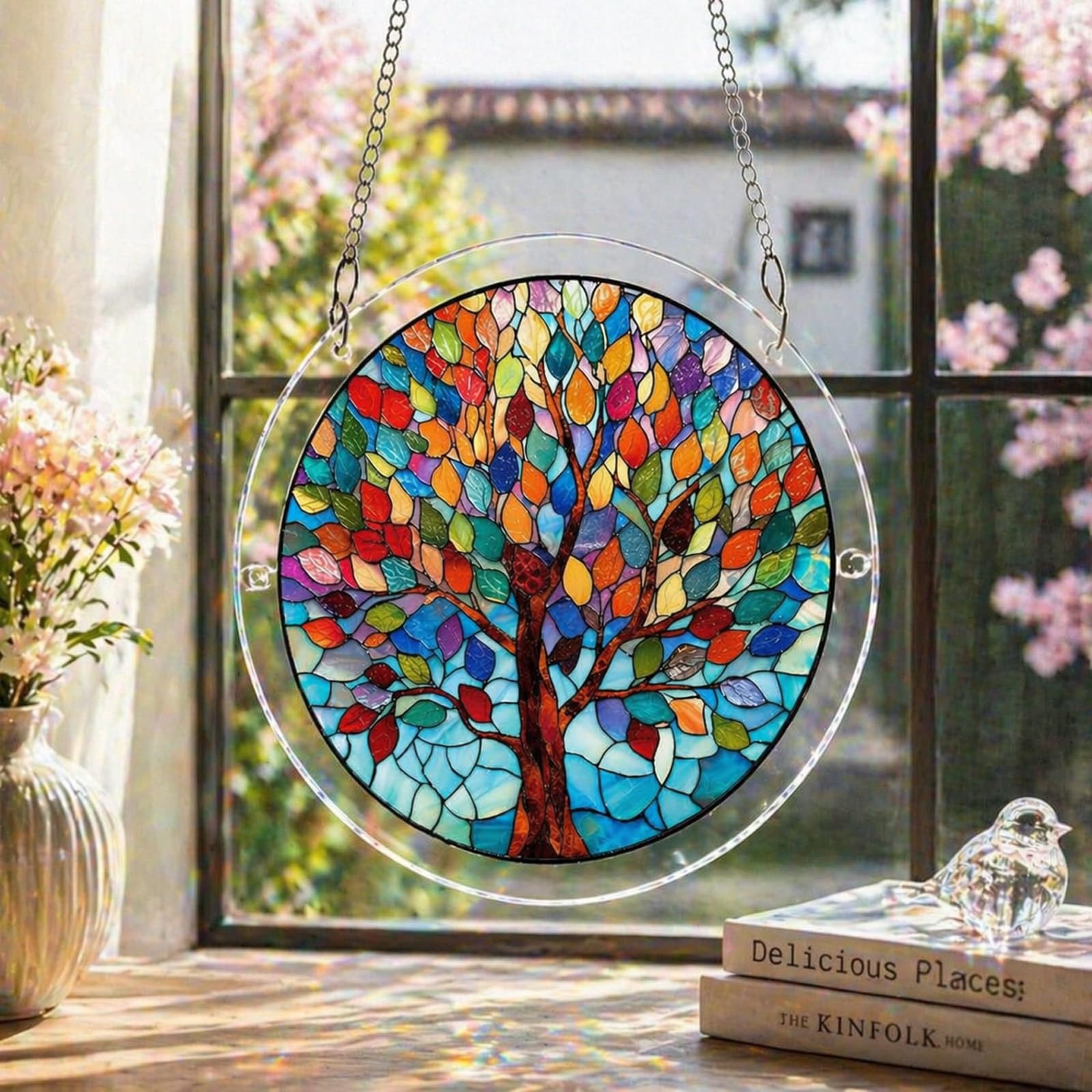 Acrylic Puzzle Suncatcher 83 Pieces, 7.4 Inch, DIY Window Hanging Decoration for Home & Garden, for Women, Men, and Moms, Ideal for Birthday or Home Decor,Style d,S (7.4in) — view 4