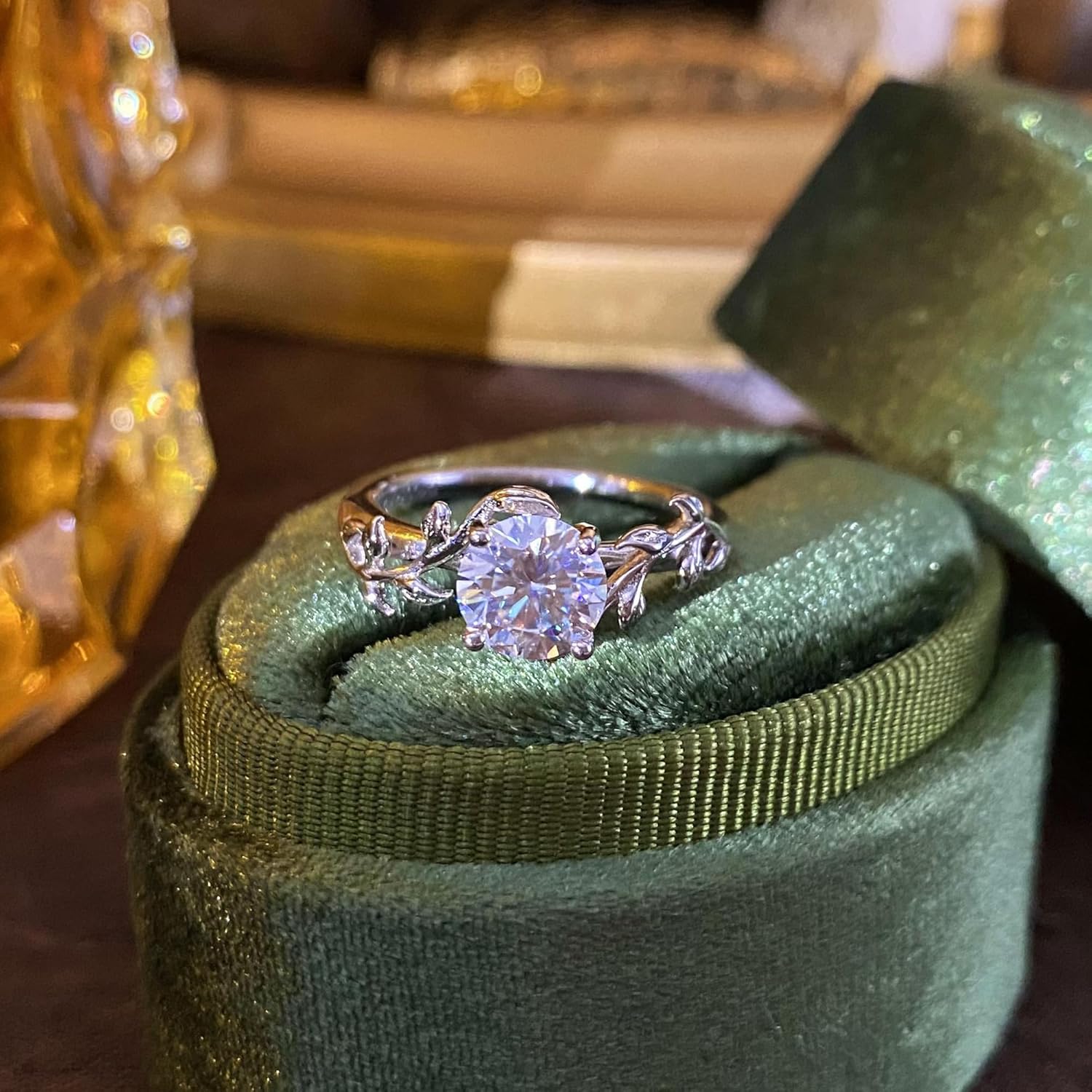 Bridal Wedding Promise Ring for Women Moissanite/Alexandrite 925 Sterling Silver Plated Platinum Art Deco Solitaire Engagement Ring for Her Size 4-9 - Image 4