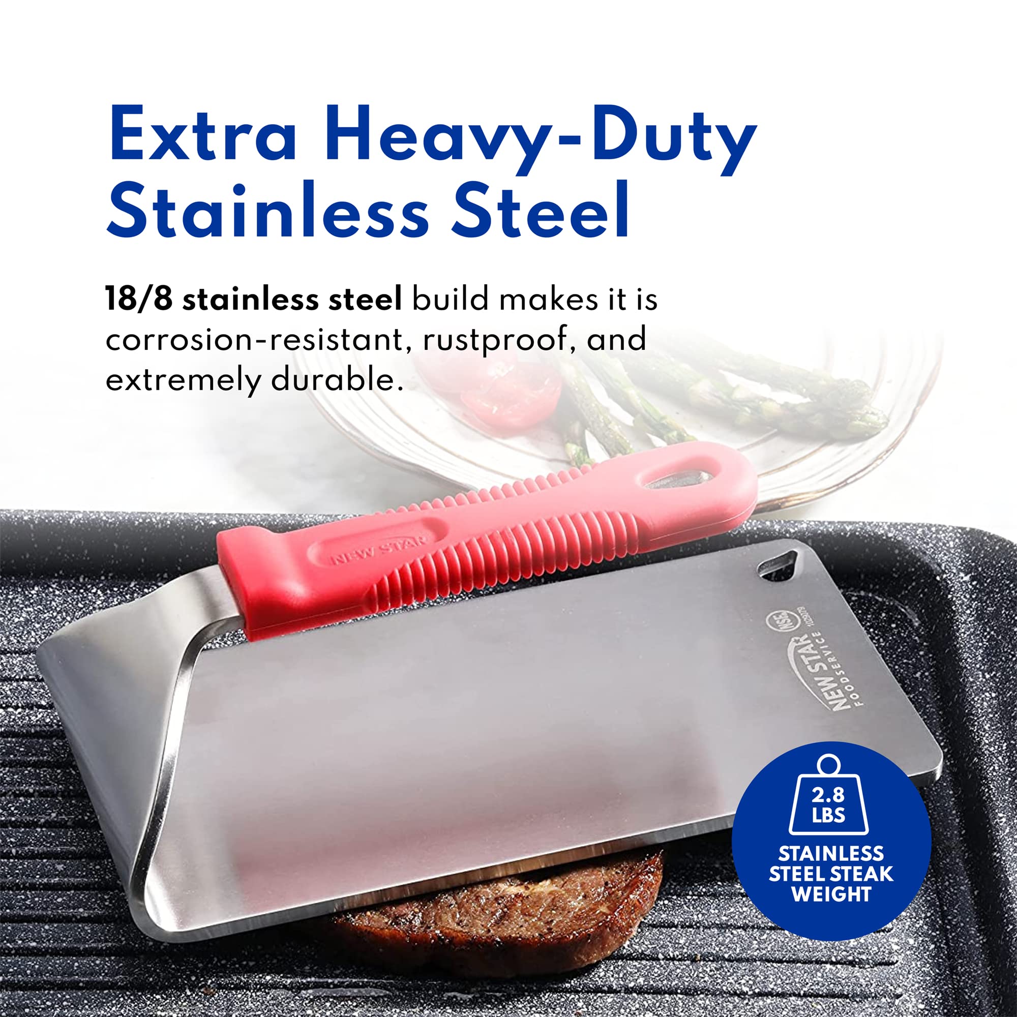 New Star Foodservice 1029079 Extra Heavy Duty Edelstahl 18/8 Steakgewicht/Grillpresse, 21,6 x 10,8 cm