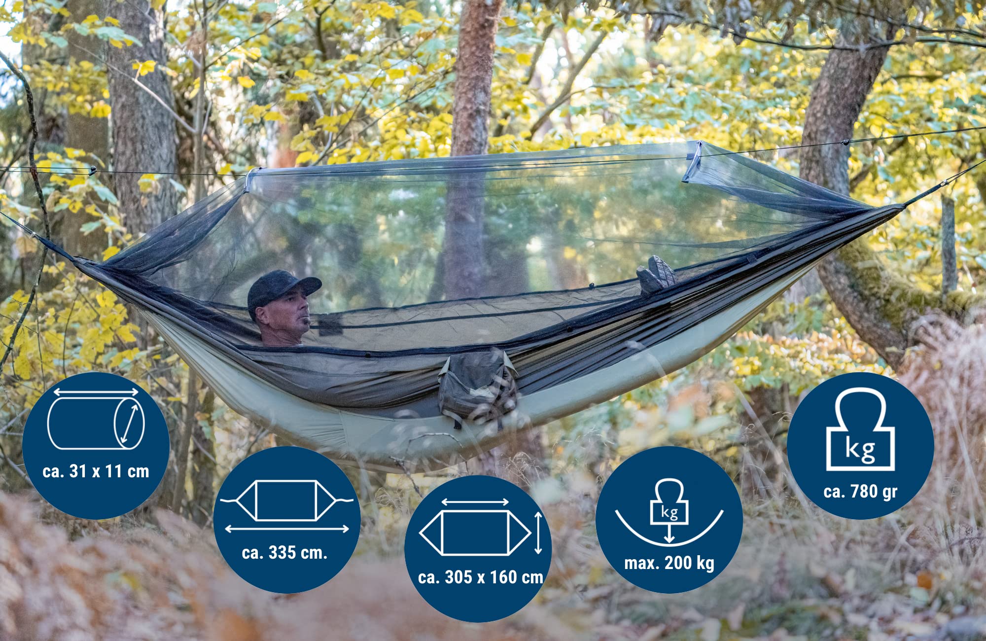 Amaca Ultra-Leggera Amazonas Con Zanzariera - Comparto Per Materassino, Portata 200 Kg, Perfetta Per Trekking - Foto 9