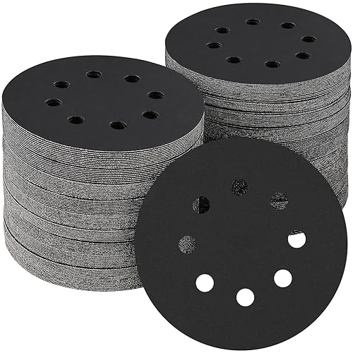 Miniatura 76 de 165 piezas, discos de lija de 5 pulgadas redondos, papel de lija de gancho y bucle para lijadora orbital aleatoria, grano 40 60 80 120 150 240 320