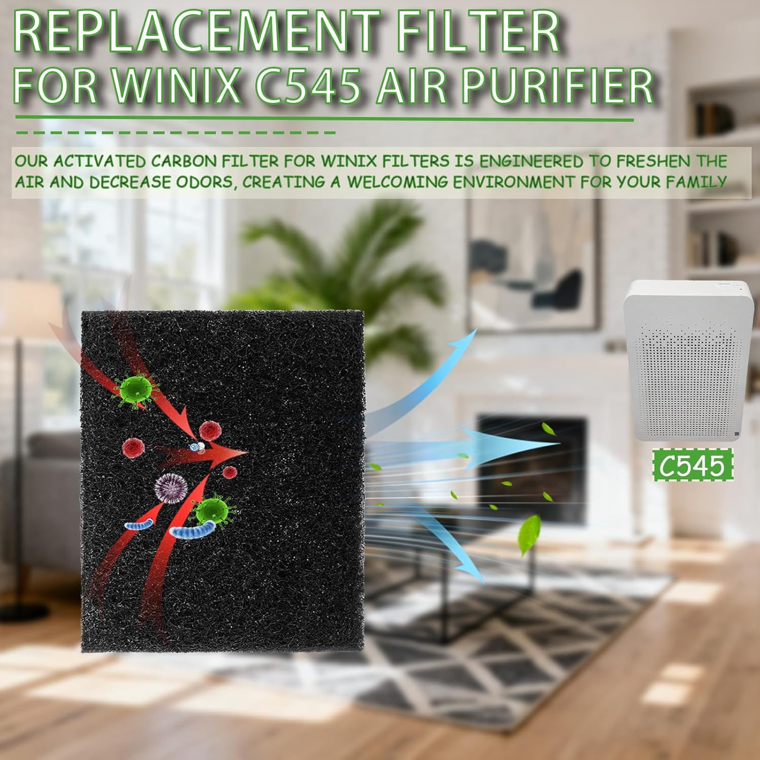 8 Pack Replacement Filter Compatible with Winix Air Purifier,Activated Carbon Pre Filters for Winix C545,Air Purifier Replacements for Filter S - Image 2
