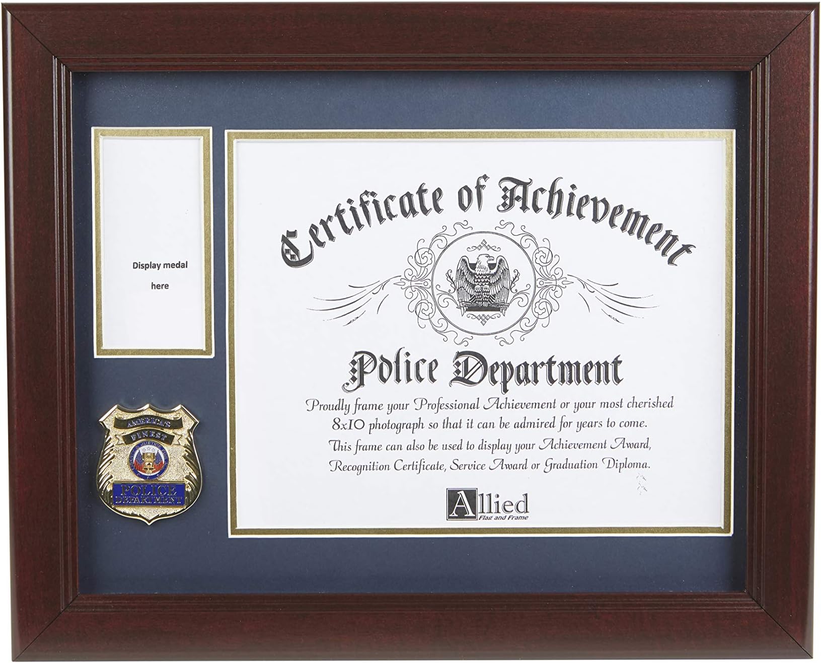 Allied FlagAllied Frame US Police Officer Medal and Award Certificate Frame - 8 x 10 Opening