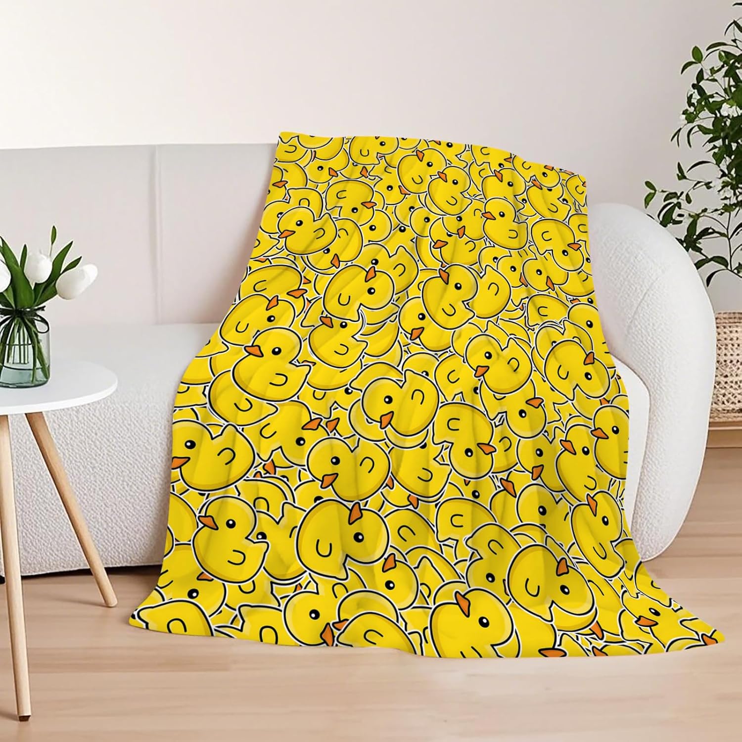 JOOCAR Cute Rubber Duck Throw Blankets Yellow Cartoon Ducks Throw Blanket Soft Lightweight Cozy Warm Blankets for Living Rooms Bedroom Couch Sofa Home Decor 40x50 Inch - Image 5
