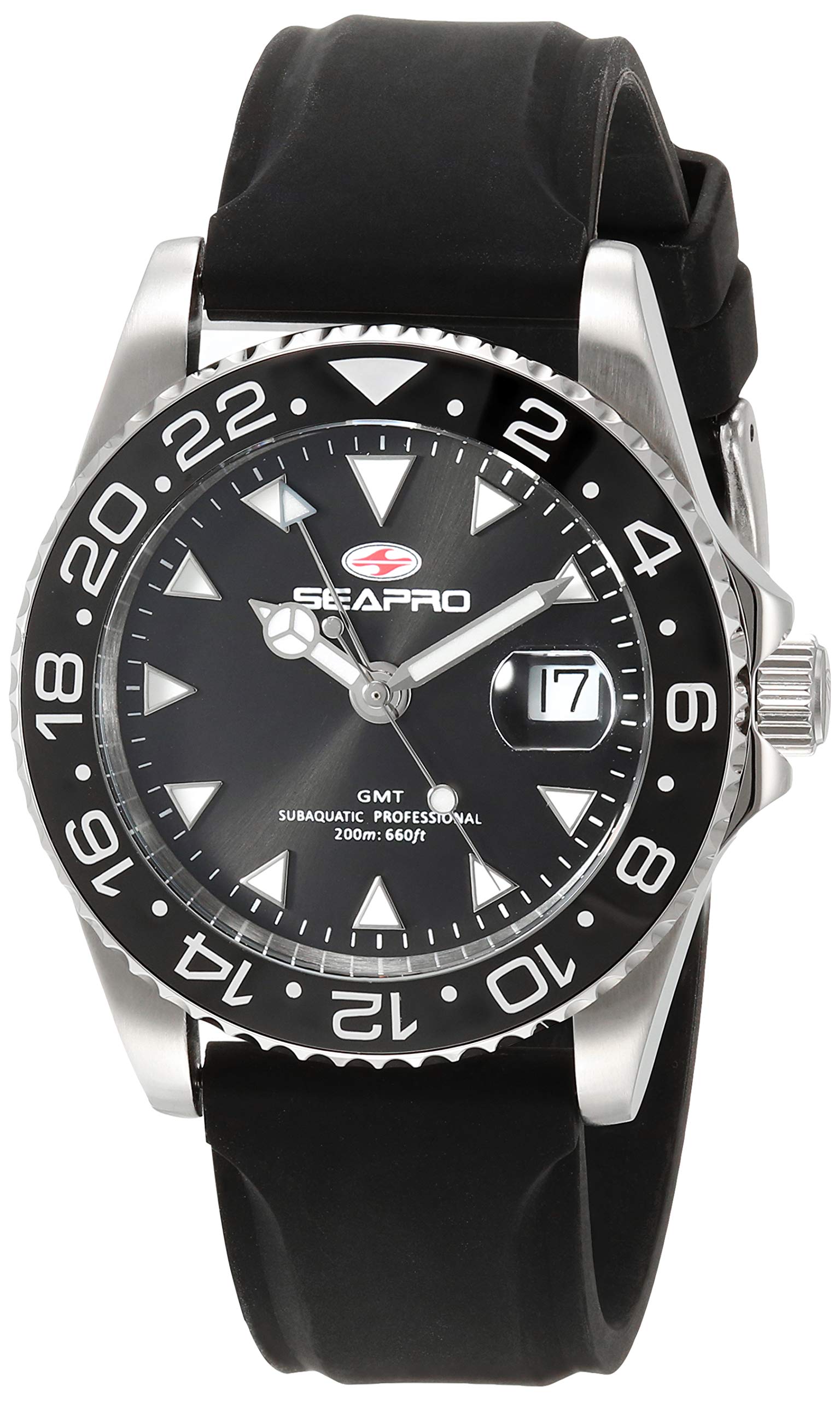 SeaproMen's Agent, Black, Quartz Movement