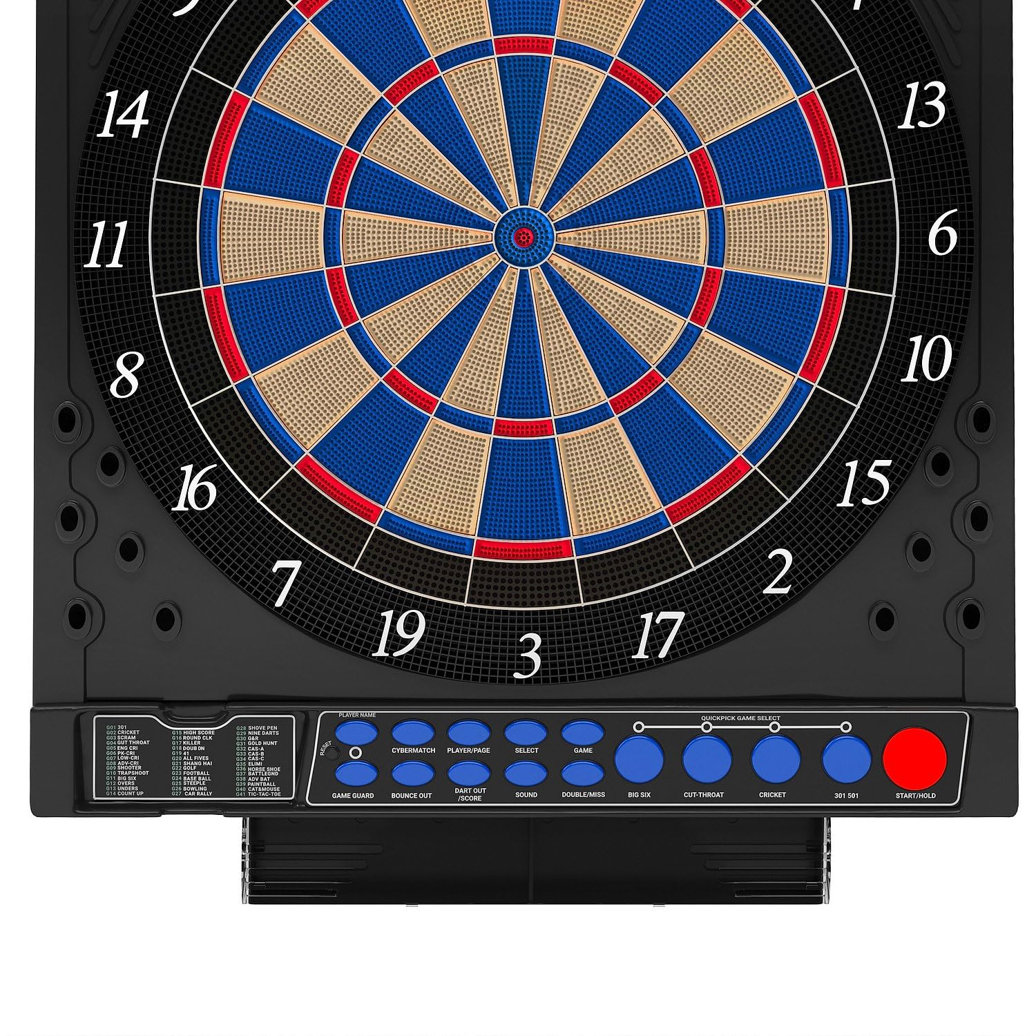 Kings Dart Elektronische Dartscheibe Profi Turnier JX-2000 | Turnierscheibe inkl. 24 Dartpfeilen | 41 Spiele, über 200 Spielvarianten | Laufschrift + Sound | extra dünner Spider