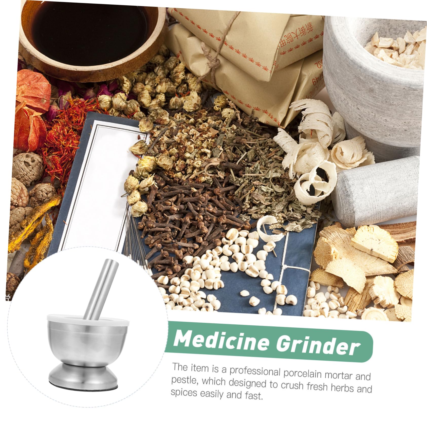 Edelstahl Knoblauchstampfer 1 Satz Silber zum Zerkleinern und Mahlen | Kaffee­bohnen und Pfeffer, Grinds Spice und Pills, Leichtes Haushaltsset