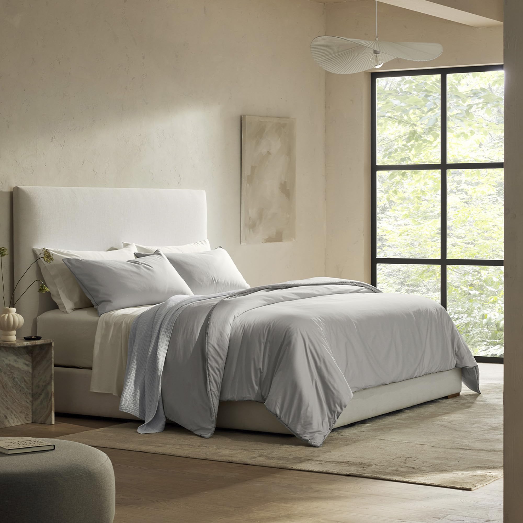 BOLL & BRANCH Signature Comforter Set - Twin/Twin XL, Mist - Luxury 100% Organic Cotton - 1 Comforter, 2 Shams - Hypoallergenic, All-Season Weight