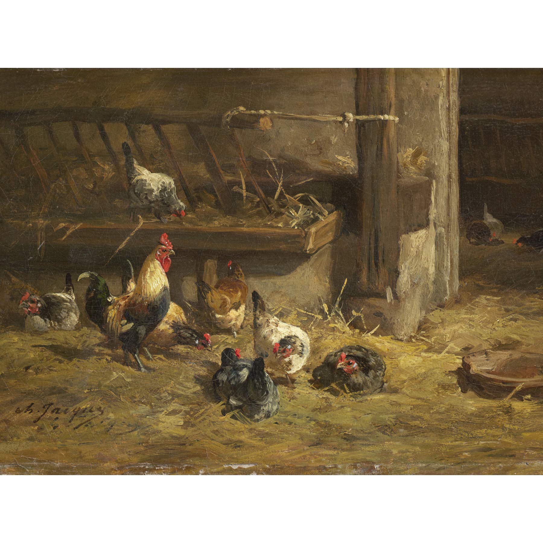 Artery8 Charlesemile Jacque Poultry C1855 Painting Premium Wall Art Canvas Print 18X24 Inch