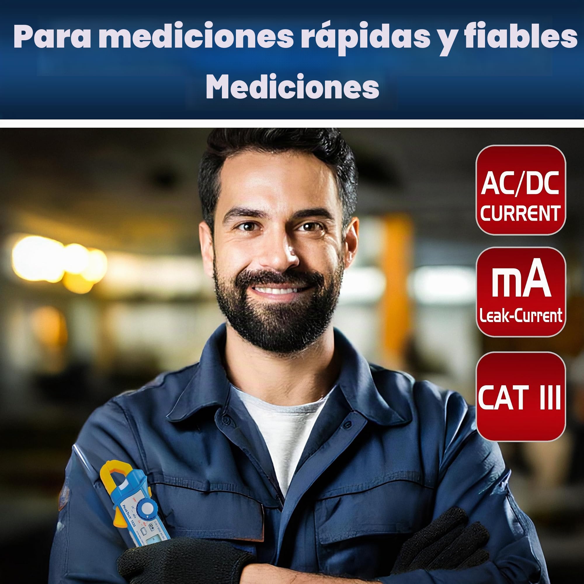 PeakTech P 1635 P 1635 - Alicates de corriente de fuga y tenazas de corriente de fuga, con resolución de 1 mA y NCV, 1 pieza, P 1635