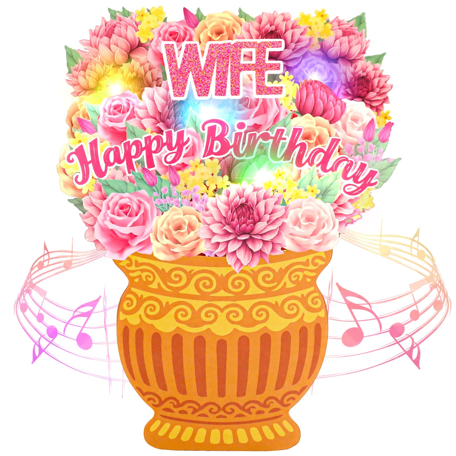 Birthday Cards for Wife Pop Up Card with Music and Lights