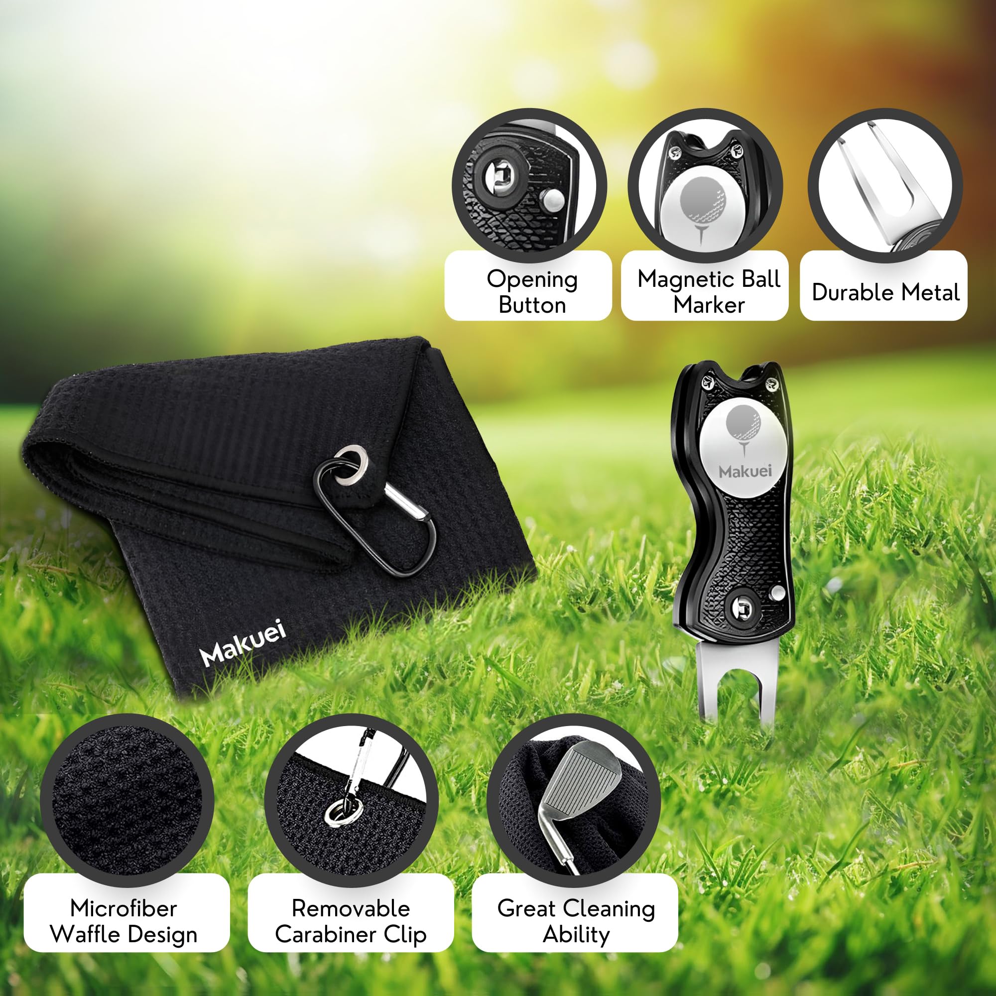 Makuei Accessori da Golf - Gadget da Golf durevoli per Uomini e Donne (6 Strumenti), migliorate Le vostre Prestazioni di Golf Oggi! La Migliore Idea Regalo per i Golfisti!