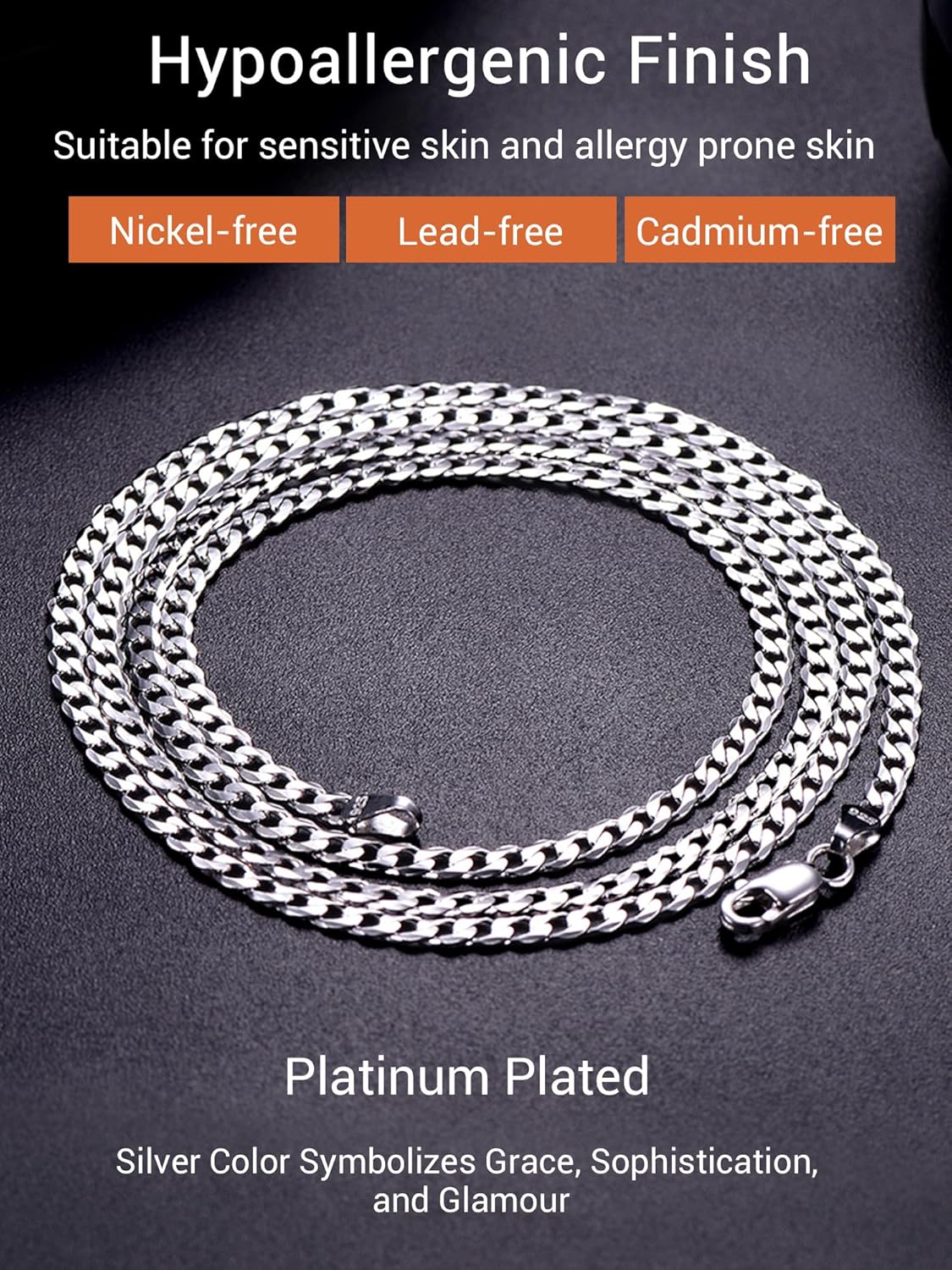 PROSTEEL 925 Sterling Silver Cuban Link Chain Necklace for Men, Dainty Figaro Chains, Solid & Shiny, 3mm/5mm, 14-28 inch, Come with Box - Image 6
