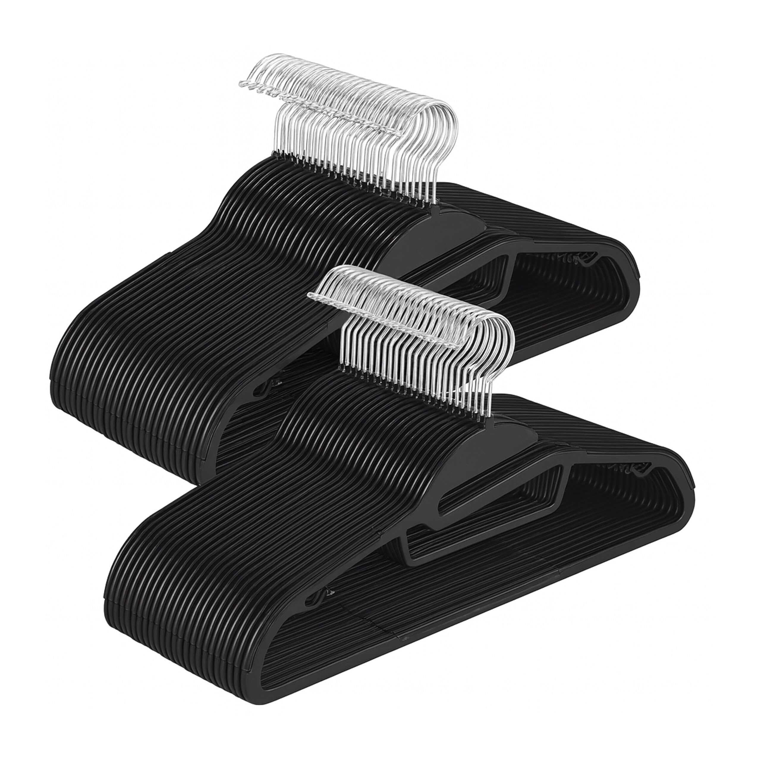 Relaxdays clothes hangers set of 50, non-slip coating, crossbar, U-shaped opening, tie holder, space-saving, black