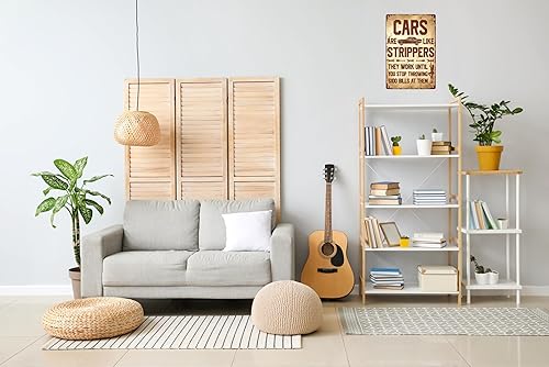 Miniatura 5 de Vintage Cars Are LikeStrippers - Letrero de pared de metal con texto en inglés "Cars Are LikeStrippers" de 8 x 12 pulgadas, impermeable, para