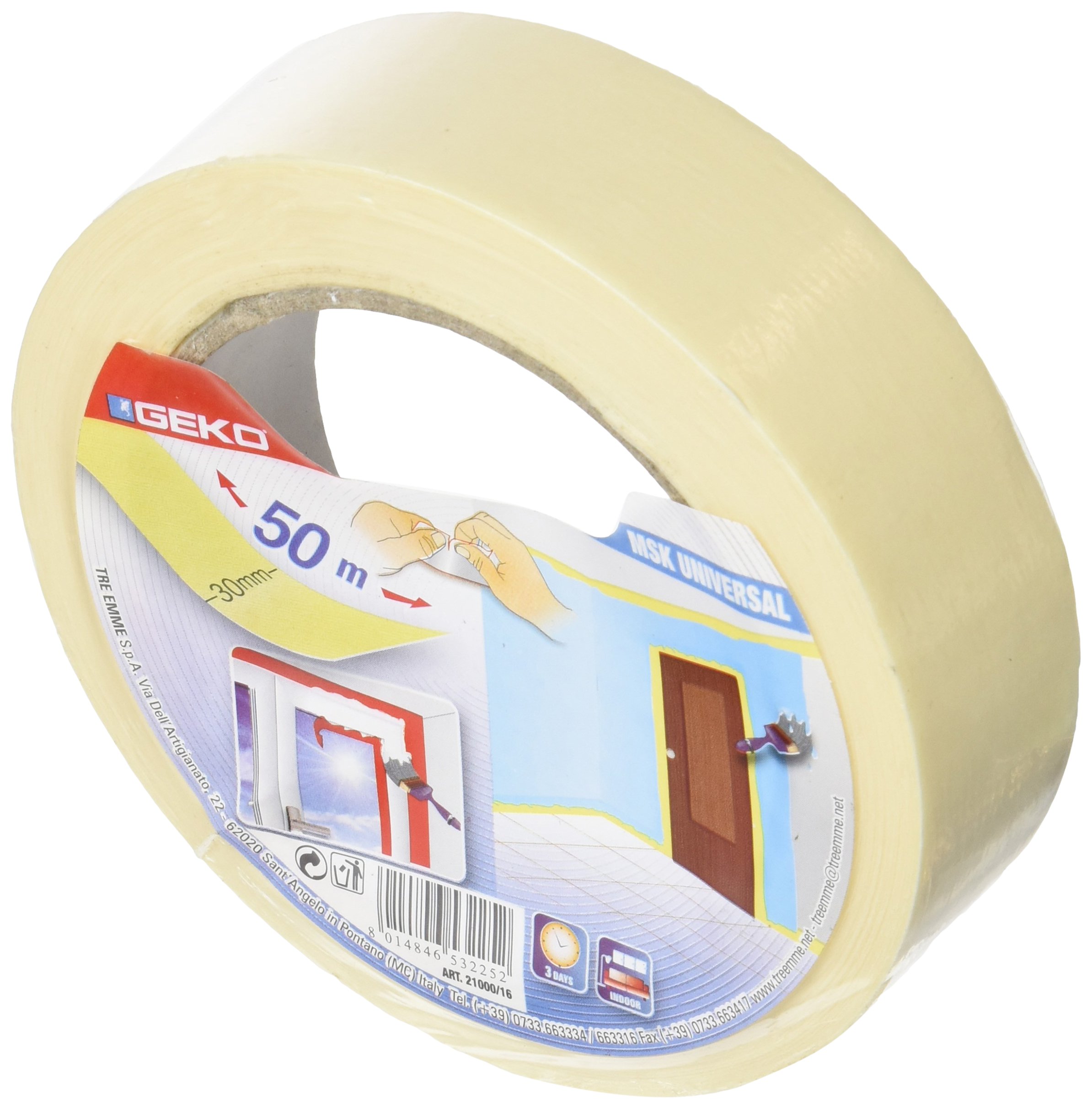 Ruban adhésif Geko 21000/16 masquage peinture 30mm x 50m protection support