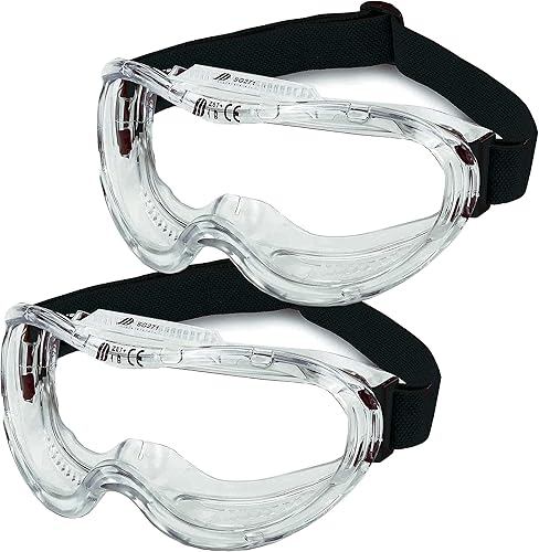 Neiko Pro 53875B - Gafas protectoras transparentes de seguridad para laboratorio, paquete de 2, lentes de química, científicos, de construcción,