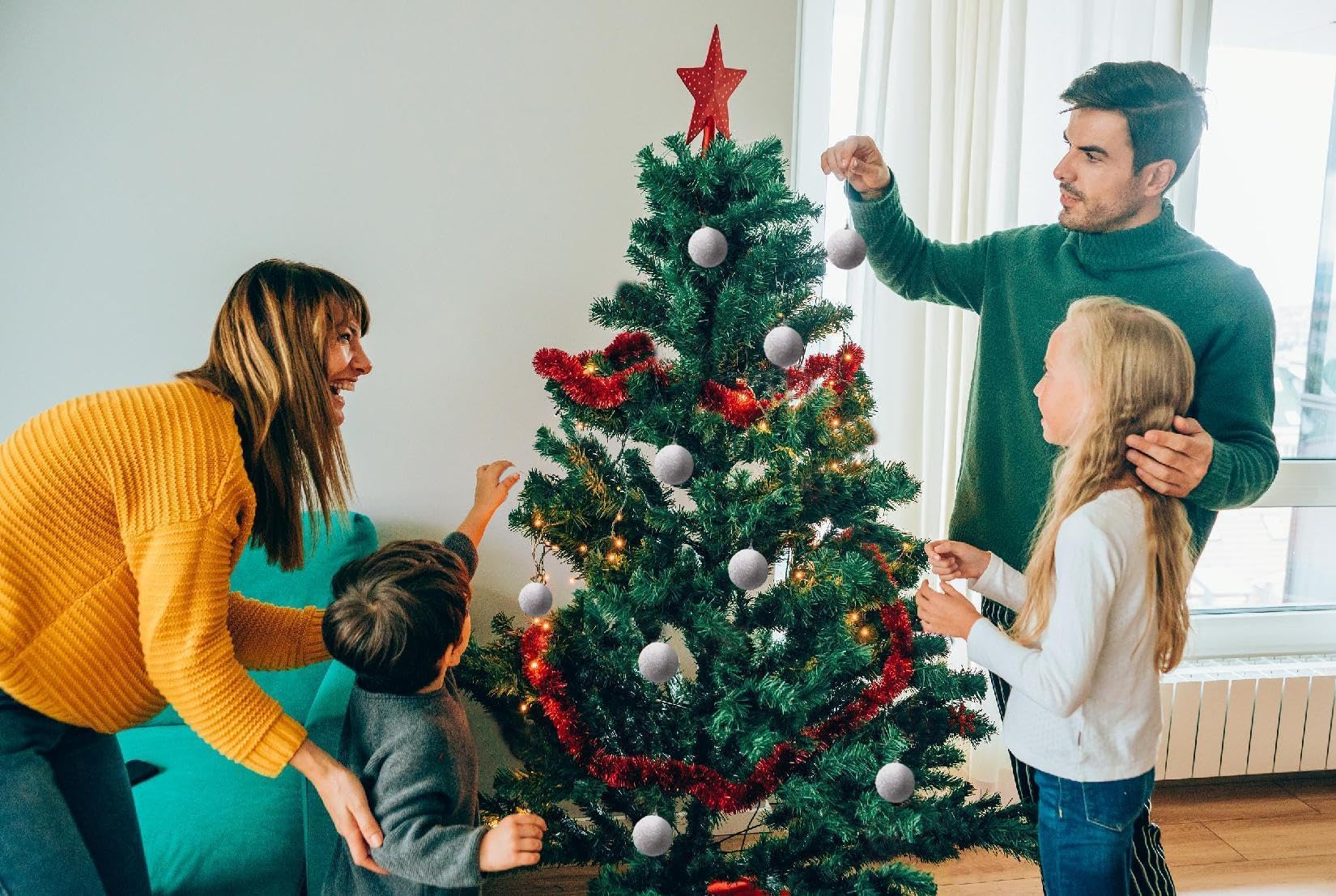 12 adornos de bolas de Navidad de 60 mm, inastillables, bolas de espuma de lentejuelas con purpurina, adornos colgantes de Navidad, adornos decorativos para colgar en el árbol de Navidad, manualidades
