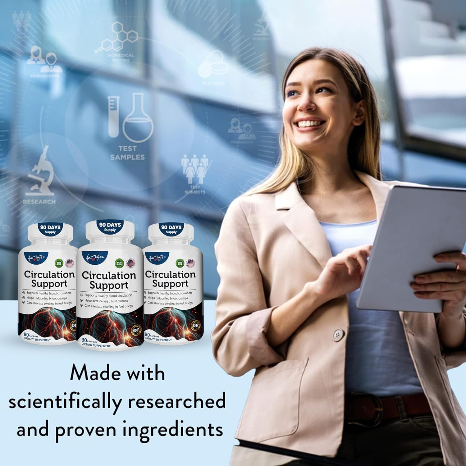 Blood Circulation Support Supplement for Arteries & Veins Health- Natural Cardiovascular Pills with L-Arginine, Ginger Root- Promotes Healthy Blood Flow & Heart Health- 90 Capsules - Image 5